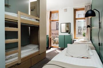 Фото номера Четырехместный номер с общей ванной комнатой Хостелы The Yard Hostel г. Хельсинки 6